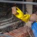 how to clean fireplace glass
